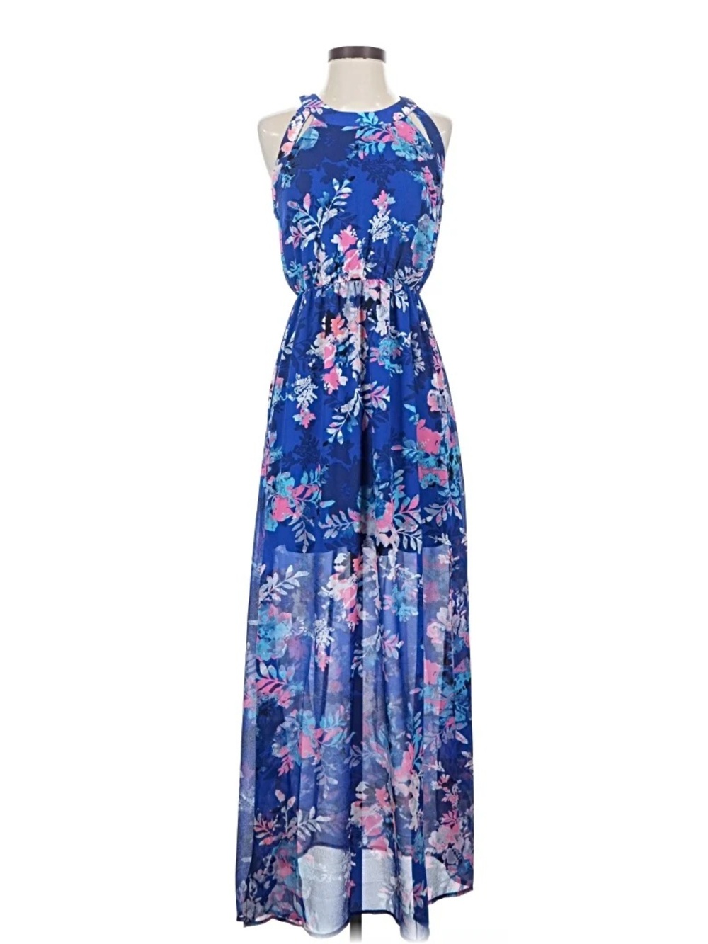 Xhilaration Navy Floral Halter Maxi Dress